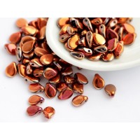 5x7mm PIP Drop Czech Beads Metallic Copper Coated 30pcs