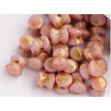 4x6mm Czech Glass Pellet Beads Chalk White Rose Gold Topaz Luster 50pcs