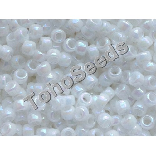 Toho Opaque Rainbow White Round 15/0 Seed Bead